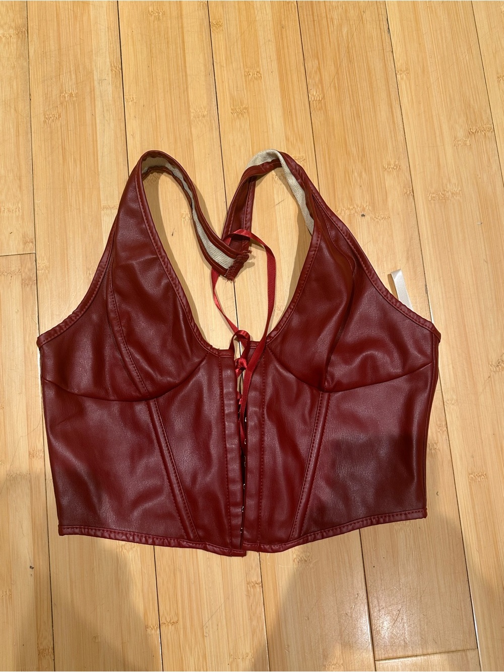 Faux Leather Burgundy Corset Top